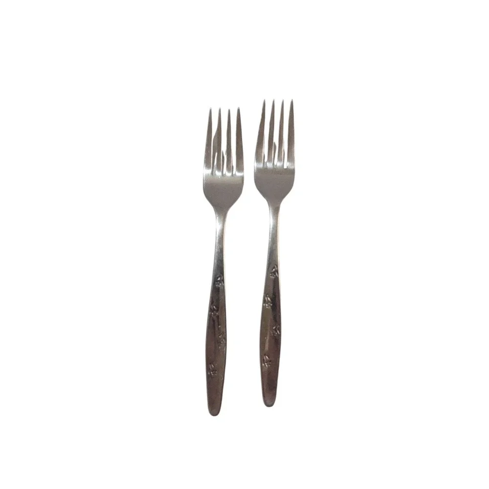 Tuscan‎ Ware Easterling Floret Stainless Steel Forks Set of 2 Mid Century Modern